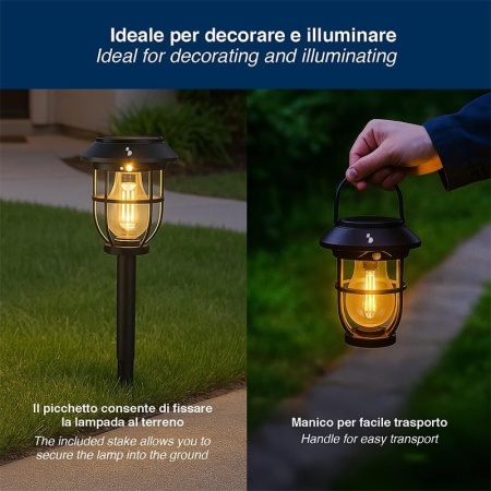 Lampă Solară de Gradină cu Senzor de Mișcare BEPER P207ILO106, 3 Moduri de Iluminare, cu Țăruș de Fixare și Mâner, Certificare IP44, Negru - Img 8