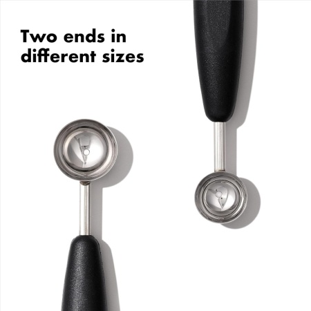 Lingură Dublă pentru Bile de Fructe și Pepene OXO Good Grips Melon Baller, Oțel Inoxidabil, Mâner Ergonomic Antiderapant - Img 6