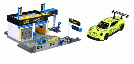 MAJORETTE SET MOTORSPORT DTM CU MASINUTA INCLUSA PORSCHE 911 GT3 R SCARA 1 LA 64 - Img 2