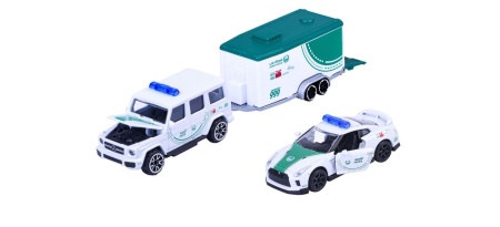 MAJORETTE SET REMORCA DE POLITIE DUBAI DELUXE MERCEDES AMG G63 SI MASINUTA NISSAN GT-R R35 - Img 2