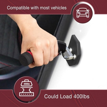 Maner de sprijin auto multifunctional pentru batrani si persoane cu dizabilitati, bara asistenta iesire din masina cu prindere pe incuietoarea portierei, Rosu - Img 6