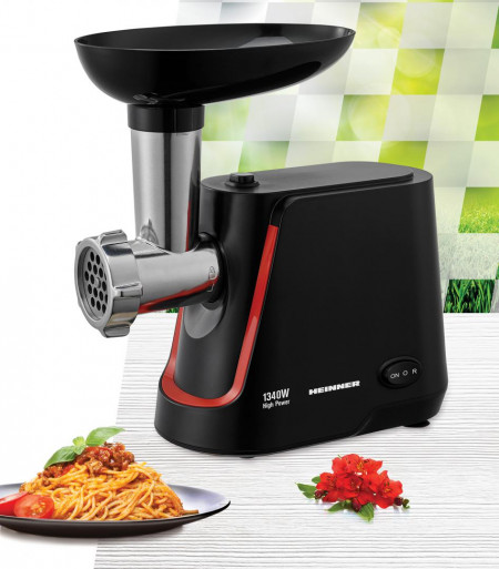 Masina de tocat Heinner MG-1250BK, 1340 W, 1.5 Kg/Min, 2 site, reverse, accesorii incluse, Negru - Img 6