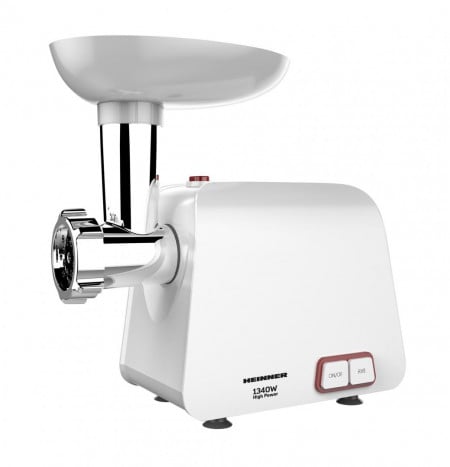 Masina de tocat Heinner Pearl 1340 MG-1340WH, 1340 W, accesoriu de rosii si carnati, cutit din inox, functie Reverse, 2 site de tăiere, capacitate de tocare 1,2 kg/min, Alb - Img 2