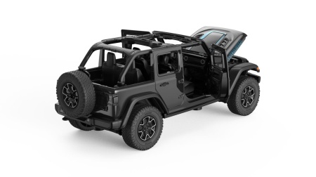 MASINUTA METALICA JEEP WRANGLER RUBICON 4XE NEGRU CU SCARA 1 LA 32 - Img 3