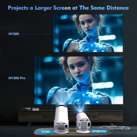 Mini proiector 4K HY300 Pro Android 11 Dual Wifi6 260ANSI Allwinner H713 BT5.0 1080P 1280*720P Home Cinema Proiector exterior - Img 3