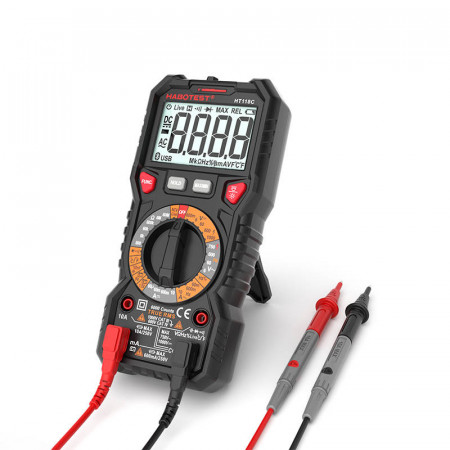 Multimetru digital cu lanterna Habotest HT118C, True RMS, NCV, testare baterie - Img 4