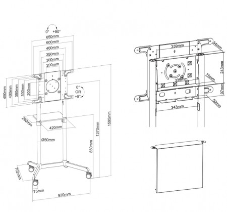 NM NWS Stand mobil 37&quot;-70&quot; 70kg, negru - Img 3