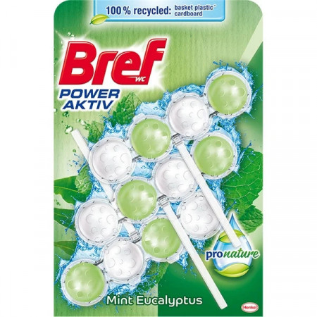 Odorizant toaleta Bref Power mint & eucalyptus, 3x50 g