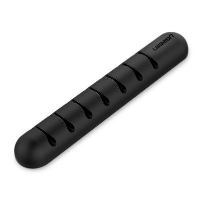 Organizator de 7 cabluri cu autoadeziv - negru
