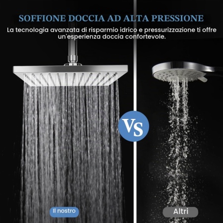 Pară de Duș Pătrată 10 Inch (25x25 cm), Oțel Inoxidabil 304, Efect de Ploaie de Înaltă Presiune, Sistem Anti-Calcar, Finisaj Argintiu Oglindă - Img 7
