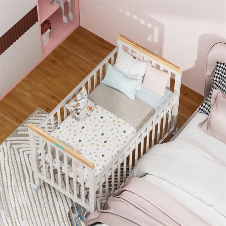 Patut din lemn bebe, 120x60cm,alb,U-Grow - Img 7