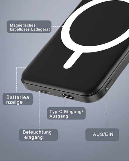 Podoru Power Bank for Magsafe, 5000 mAh Mini Wireless Power Bank for iPhone - Img 6