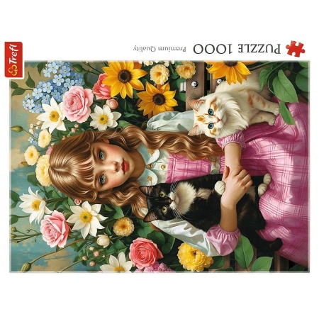 PUZZLE TREFL 1000 FATA CU PISICI - Img 3