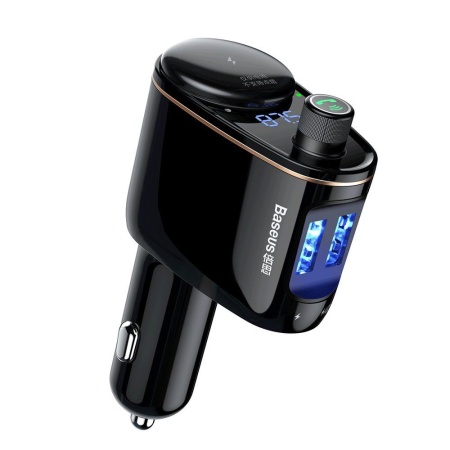 RESIGILAT - Modulator FM bluetooth, Baseus Locomotive, 2x USB 3.4A, negru - Img 2
