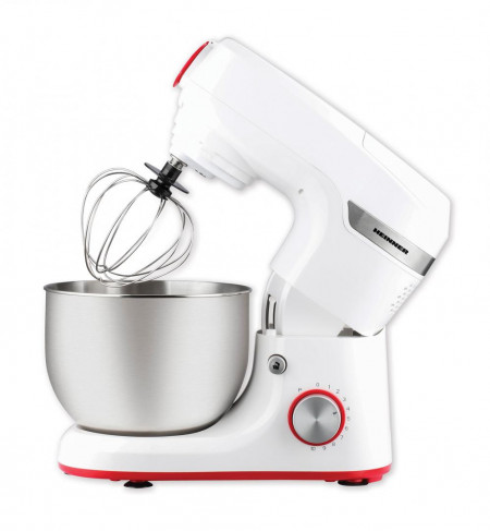 Robot de bucatarie Heinner HPM-1000WH, 1000W, miscare planetara, accesoriu masina de tocat si blender, bol 5.5 L, 10 viteze + pulse, Alb - Img 2