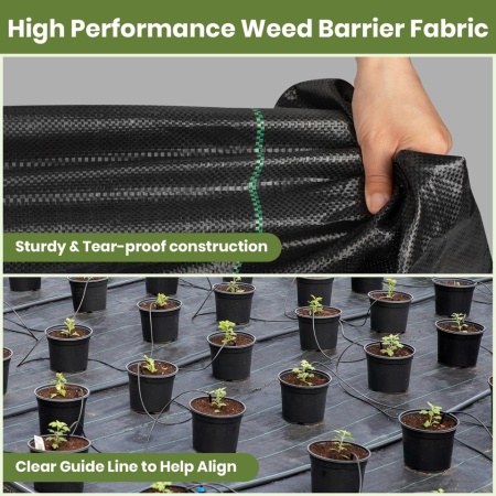 Rolă Geotextil Antiburuiene Velway 1x10m cu 30 Cuie de Fixare Incluse, Membrană Polipropilenă Heavy Duty pentru Grădină - Img 6