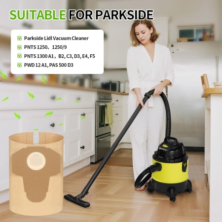 Set 10 Pungi de Hârtie pentru Aspirator tip Typec Home, Compatibile cu Aspiratoare Parkside Lidl PNTS 1250, 1300, PWD 12 A1, Cu Sistem Anti-Scurgere - Img 6