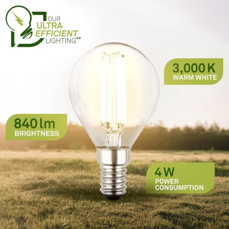 Set 2 Becuri LED Filament Briloner E14 tip Picătură (G30), Clasa Energetică A, 4W, 840 lm, Lumină Alb Cald 3000K, Durată de Viață 50.000 Ore - Img 6