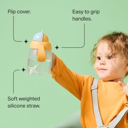 Set 2 căni cu pai din silicon Tommee Tippee Trainer Straw Cup, 6 luni+, 230 ml, mânere detașabile ergonomice, anti-curgere, Albastru - Img 4
