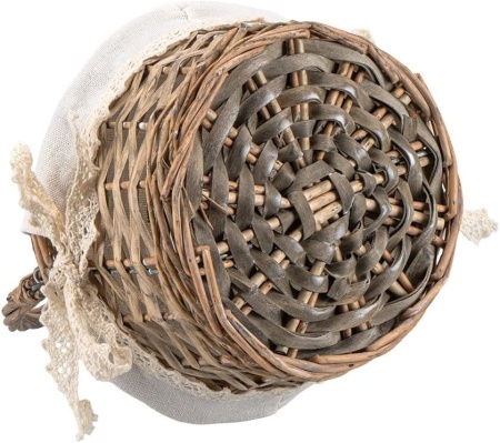Set 2 Coșuri din Răchită Împletită Ideen mit Herz, Căptușeală Textilă Detașabilă cu Dantelă Croșetată, Mânere Mobile, Stil Shabby Chic / Vintage - Img 3