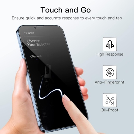 Set 2 Folii de Protecție din Sticlă Securizată cu Confidențialitate (Privacy) JETech pentru iPhone 13 Pro Max, Acoperire Totală, Anti-Spy - Img 3