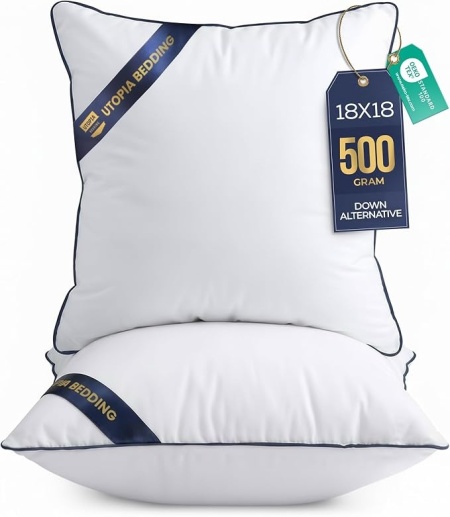 Set 2 perne decorative pentru umplutură Utopia Bedding, 45 x 45 cm (18x18 inch), umplutură siliconizată pufoasă, perne albe pentru canapea, fotoliu sau pat - Img 4