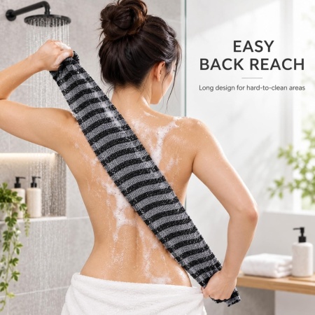 Set 2 Prosoape Exfoliante pentru Corp Yiclick, Lungime 101 cm, Textură Dublă (Rugos &amp; Moale), Spumare Bogată, Curățare Spate și Drenaj Limfatic, Potrivite pentru Piele Sensibilă și Normală - Img 4