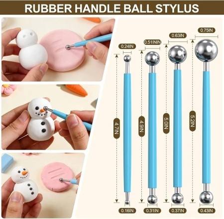 Set 27 unelte pentru modelaj și sculptură lut cu uscare la aer și pastă polimerică, kit complet accesorii pentru olărit, ceramică și proiecte DIY handmade - Img 4