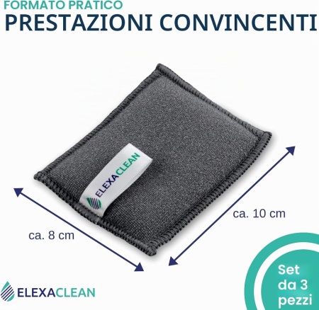 Set 3 Bureți de Vase cu Față Dublă ELEXACLEAN, 10 x 8 cm, Microfibră și Suprafață Abrazivă Anti-Zgârieturi, Lavabili la Mașină, Reutilizabili, Antracit - Img 8