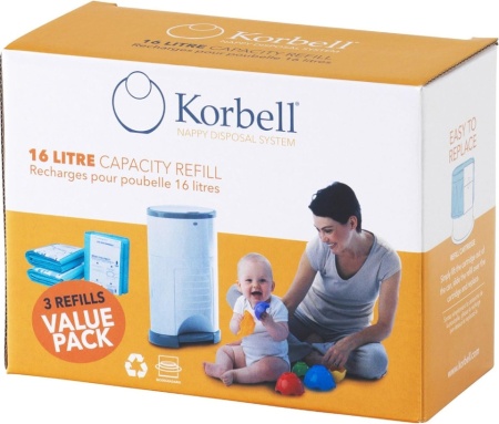 Set 3 Rezerve Pungi pentru Coșul de Scutece Korbell Standard (16 Litri / 15 Litri), Biodegradabile, Parfum Delicat - Img 3
