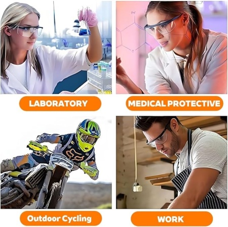 Set 4 Perechi Ochelari de Protecție KYLOS împotriva Aburirii, Razelor UV și Zgârieturilor, pentru Construcții, Atelier, Laborator, Design Ergonomic, Culoare Neagră - Img 2