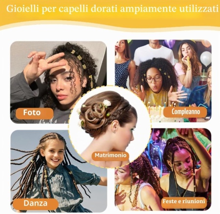 Set 90 Accesorii Aurii pentru Împletituri și Dreadlocks, Bijuterii Metalice pentru Păr, Diverse Stiluri, cu Cutie de Depozitare Transparentă, pentru Petreceri și Festivaluri - Img 2