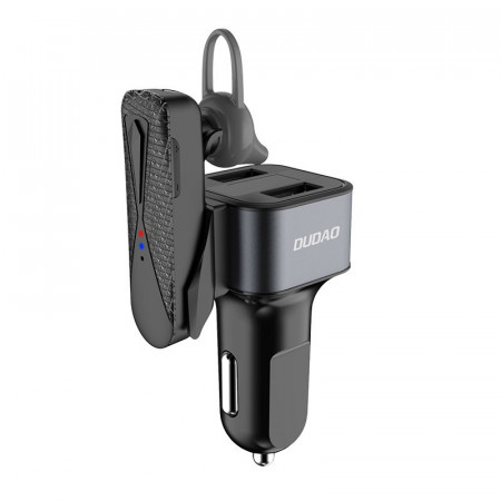 Set auto Dudao 2x încărcător USB 3.4A + casca Bluetooth , negru (R10) - Img 4