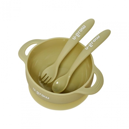 Set bol &amp; lingurita silicon,olive,U-Grow - Img 2