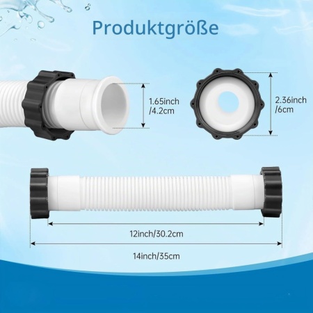 Set Furtun de Schimb cu Piuliță pentru Pompa de Piscină , Diametru 1.5 Inch (3.8 cm), Lungime 0.4 m, Alb - Img 8