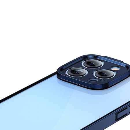 Set husa transparenta cu sclipici si sticla securizata Baseus pentru iPhone 14 Pro Max (albastru) - Img 2