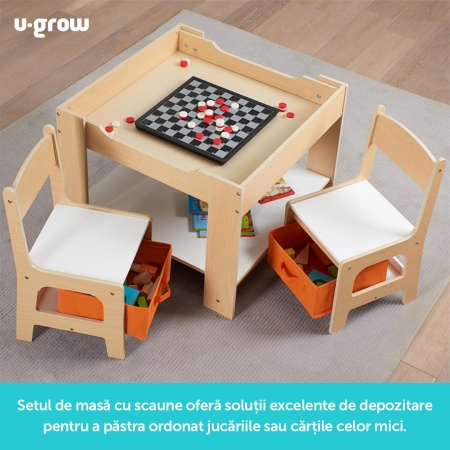 Set masuta si 2 scaune,lemn natur,U-Grow - Img 11