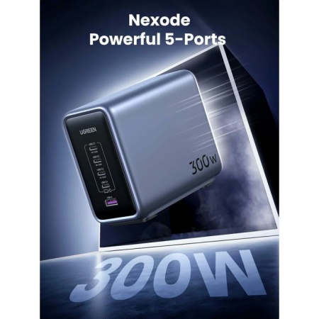 Statie de incarcare Ugreen Nexode 300W, GaN, 4x USB-C, 1x USB-A, cu cablu incarcare inclus, Gri - Img 8