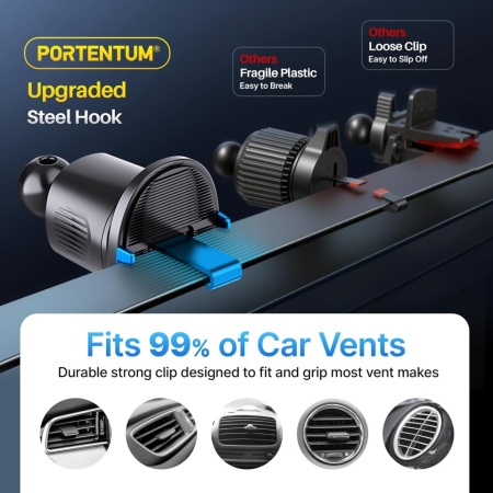 Suport Auto pentru Telefon cu Montare pe Grila de Ventilație – Versiunea Nouă 2026, Sistem de Blocare Triplu cu Cârlig Metalic, Rotație 360°, Compatibil cu Telefoane 4 – 7.5 Inch - Img 7