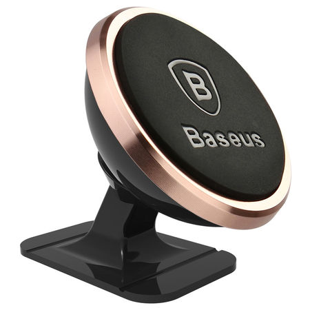 Suport telefon magnetic auto, Baseus 360, cu banda adeziva, roz