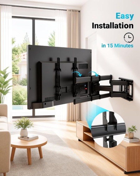 Suport TV de Perete Full Motion Typec Home pentru Televizoare de 37-85 Inch, Braț Dublu Heavy Duty, Rotire și Înclinare (Până la 60 kg / 132 lbs) - Img 2