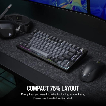 Tastatura mecanica gaming Corsair K65 PLUS 2.4GHz Wireless - Bluetooth®, 75%, Pre-Lubricated CORSAIR MLX Red Linear Switches, RGB - Img 14