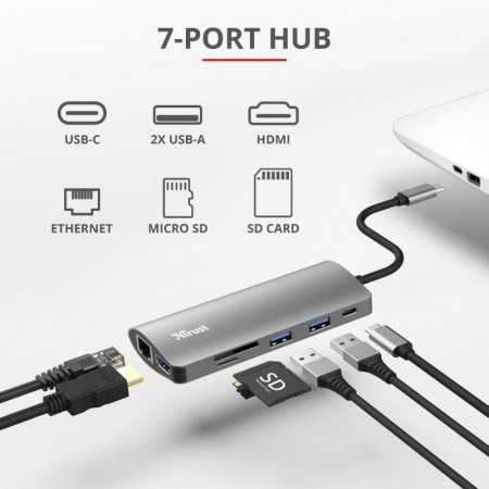 Trust Dalyx 7in1 USB-C Multiport Adapter - Img 5
