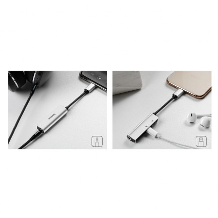 Adaptor Baseus 3-in-1 Lightning la 2x Lightning și 3.5mm Femelă L52 Negru (CALL52-01) - Img 3