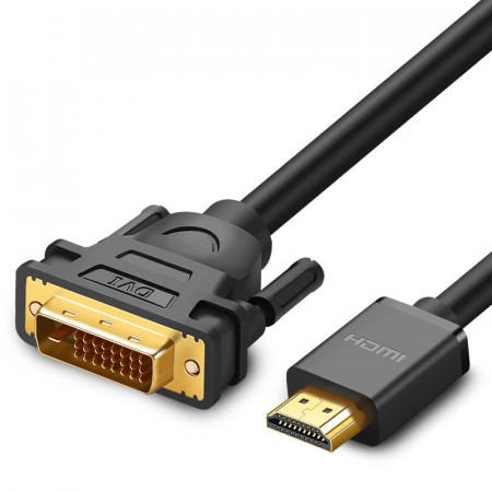 Adaptor cablu Ugreen DVI 24 + 1 pin (tata) - HDMI (tata) FHD 60 Hz 1,5 m negru (HD106 11150)