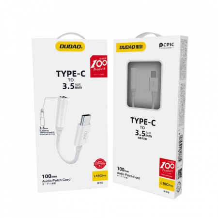 Adaptor jack 3.5mm DUDAO, conectivitate Type C- alb - Img 3