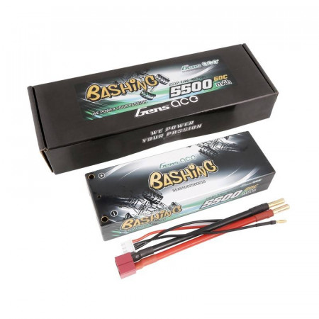 Baterie Lipo Gens ace 5500mAh 2S 7.4V 60C HardCase RC 10# masina cu mufa T - Img 3