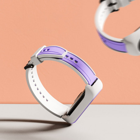 Bratara Dual Color pentru Xiaomi Mi Band 6 / 5 / 4 / 3 white-purple - Img 7
