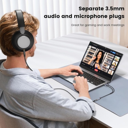 Cablu Adaptor Splitter Audio MOSWAG Jack 3.5mm Mamă la 2x Jack 3.5mm Tată, Conectori Placați cu Aur 24K - Img 6