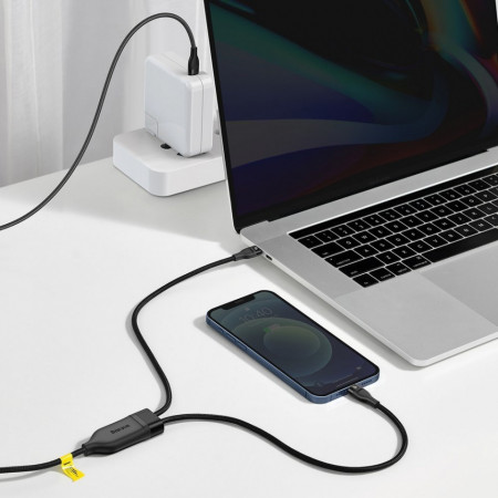 Cablu Baseus Flash Series 2in1 USB Typ C - USB Typ C / Lightning fast charging Power Delivery Quick Charge 100 W 1,2 m black (CA1T2-F01) - Img 6